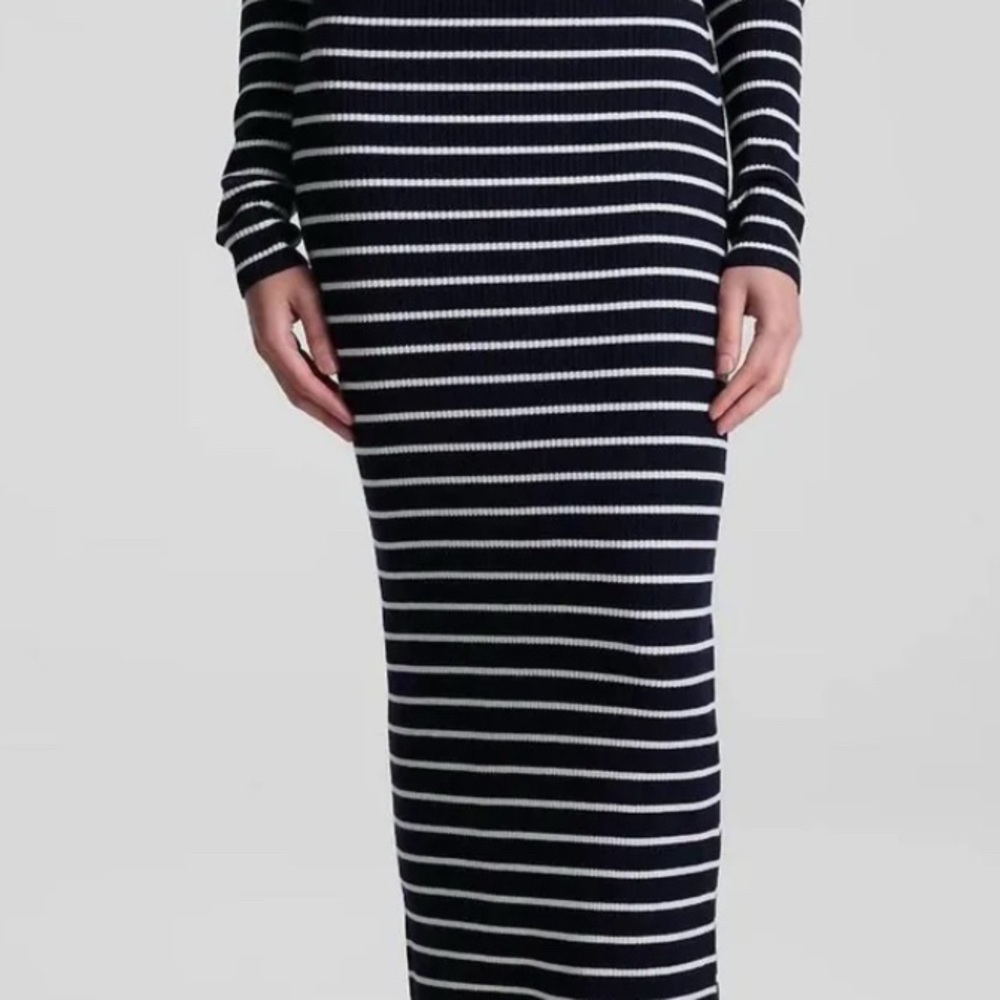 A.L.C. Black and White Striped Maxi Dress